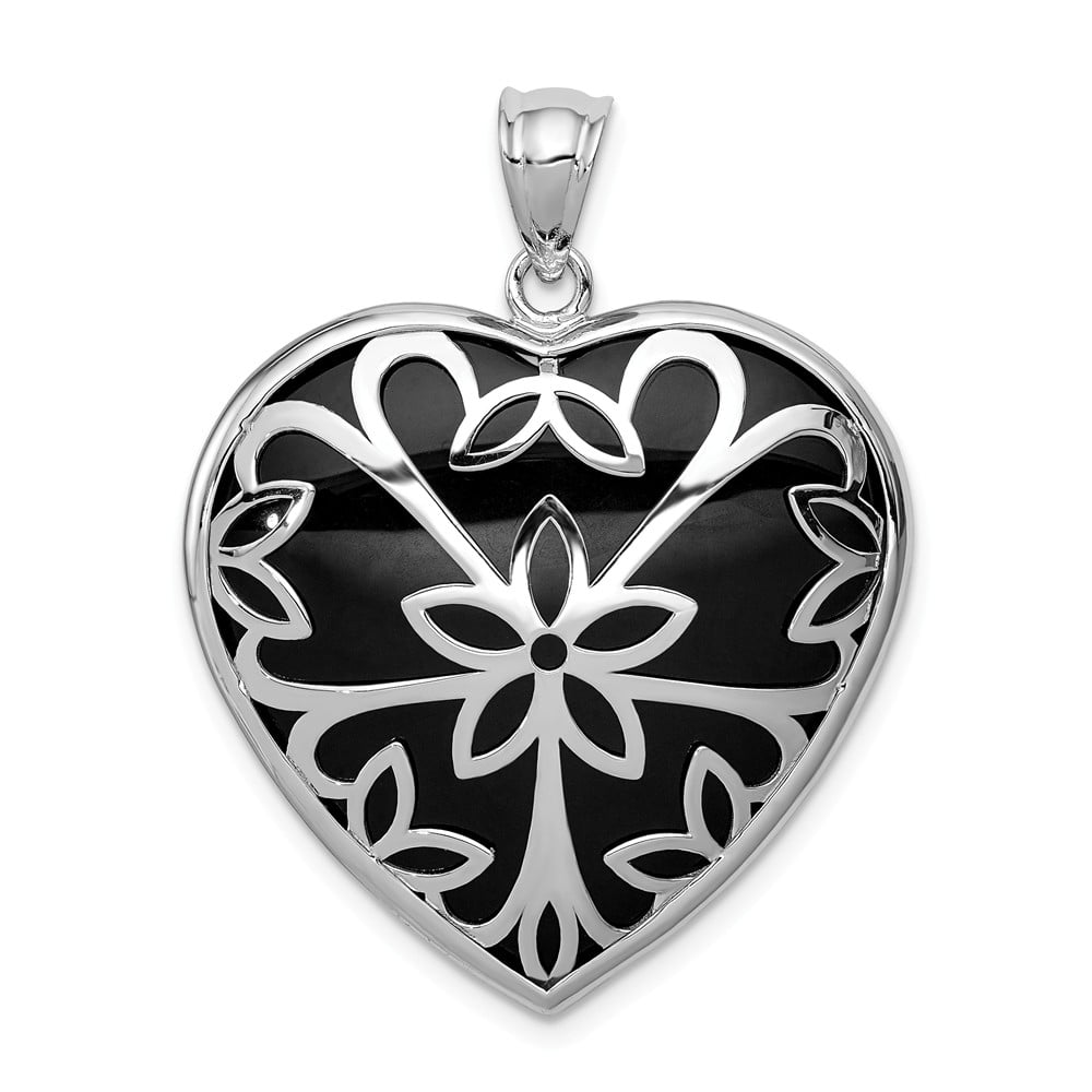 Diamond2Deal Solid 925 Sterling Silver Rhodium Plated Black Onyx