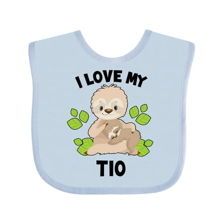 

Inktastic Cute Sloth I Love My Tio with Green Leaves Boys or Girls Baby Bib