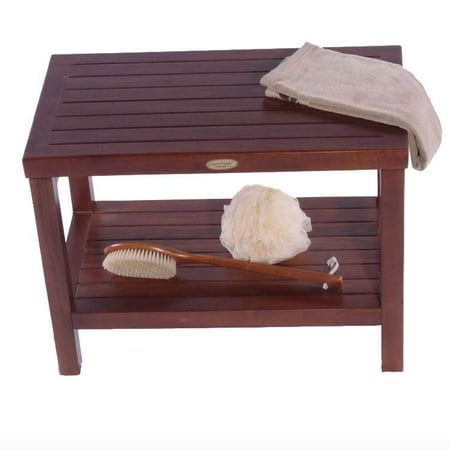 Classic 24" Teak Shower Bench With Shelf- (Traditional- No Arms)