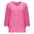 thumbnail image 7 of Oplxuo 3/4 Length Sleeve Womens Tops 2025 Fall Eyelet V Neck T Shirts Fashion Smocked Hem Crop Tops Dressy Casual Tunic Top, 7 of 7