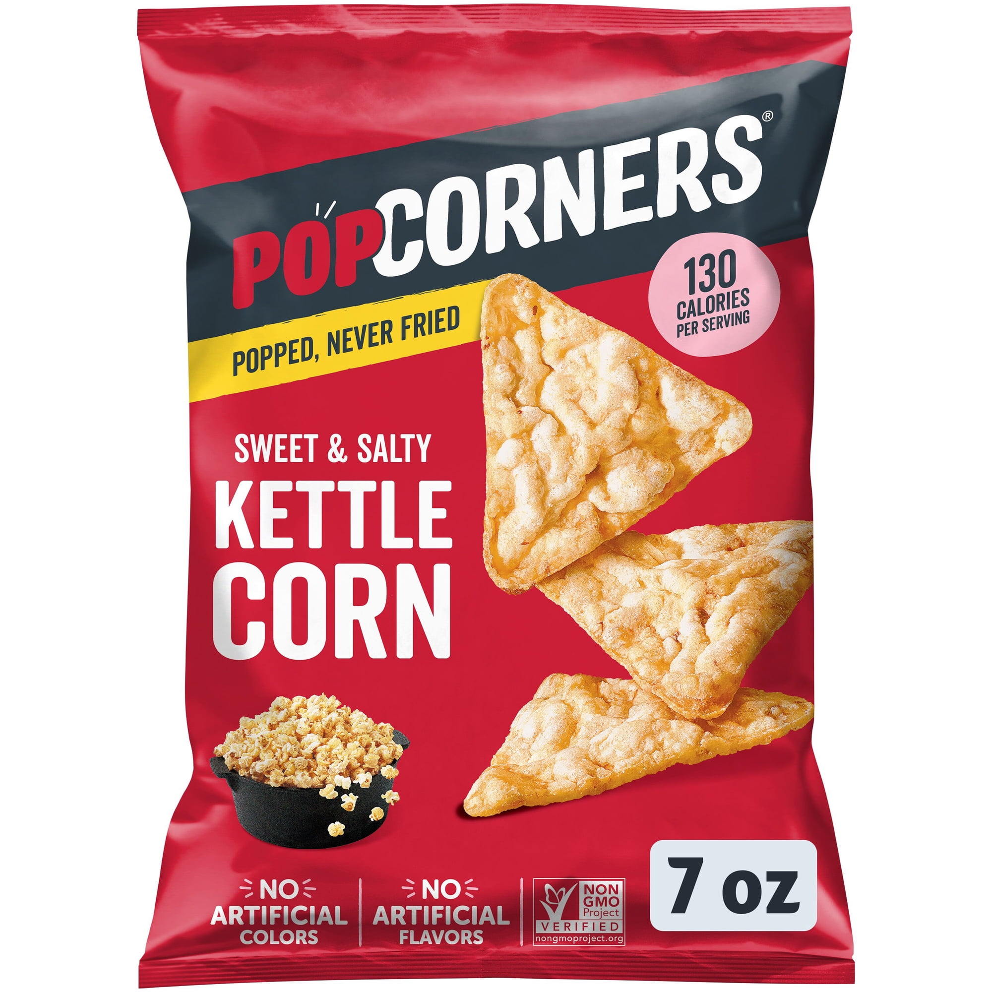 PopCorners No Artificial Colors or Flavors Kettle Corn Popped Corn Chips Bag, 7 oz