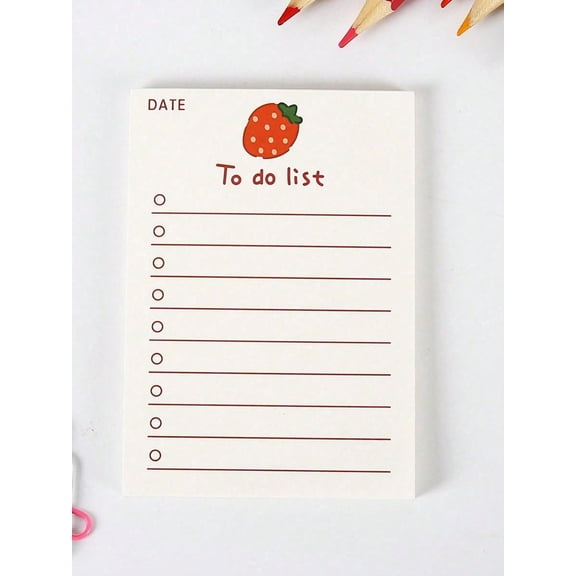 Cute Strawberry To-Do List Notepad, Mini Fruit-Themed Task Organizer for Office & Daily Planning