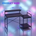 thumbnail image 3 of RSPGAME LED Gaming Desk with Monitor Stand, 47 inch Reversible Computer Desk for Home Office, Carbon Fiber Black, 3 of 10