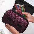 thumbnail image 6 of Rateoe Pink Glitter Sparkles A Pattern Double Clamshell Pen Case, Storage Organizer with Two Zipper Compartments– Holds Up to 50 Pencils & Pens, 6 of 7