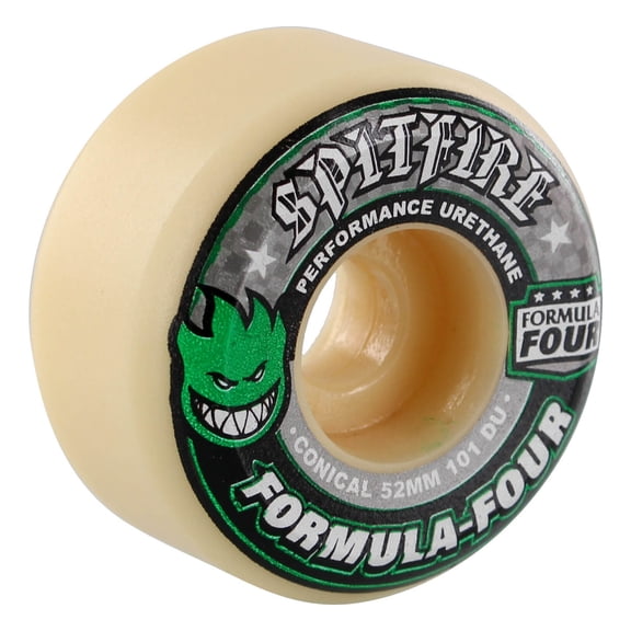 Spitfire F4 Conical Skateboard Wheels 101a 52mm White/Green/Black