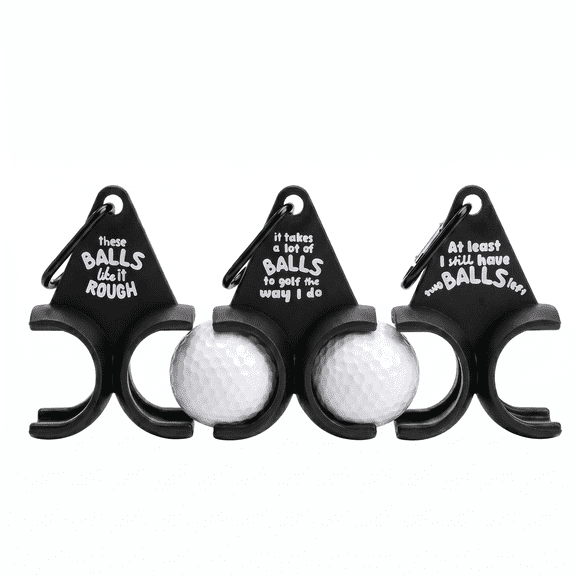 ROSEXIXI Portable Golf Ball Holder 3 Pack Funny Golf Ball Holder with Carabiner Clip Portable Dual Storage Gear and Humorous Unique Gifts for Sports Tournament Prize