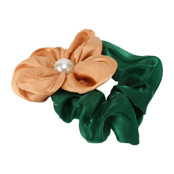 1 Pc Fashion Elegant Flowers Hair Scrunchies for Women for Girls Green Orange