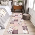 thumbnail image 4 of Boho Spring Floral 2'x6' Runner Rugs for Hallway Kitchen Bedside Non Slip Washable, Vintage Flowers Patchwork Plaid Pink Entryway Rug Runners with Rubber Backing, Long Carpet Runner for Laundry Room, 4 of 8