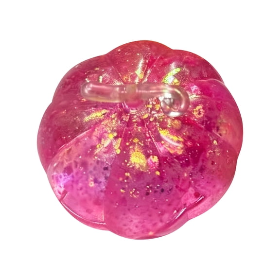 Pumpkin Head Shape Slow Rising Squishy Stress Relief Ball with Glitter Inside for Adults Halloween Office Calming Decompression Fidget Soft Material Gift (Pink)