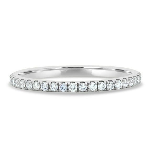 ESTE ORIGIN Half Pavé Lab-Grown Wedding Band – 0.28Ct, 18 Stones, Stackable Gold Ring in 10K White Gold for Women