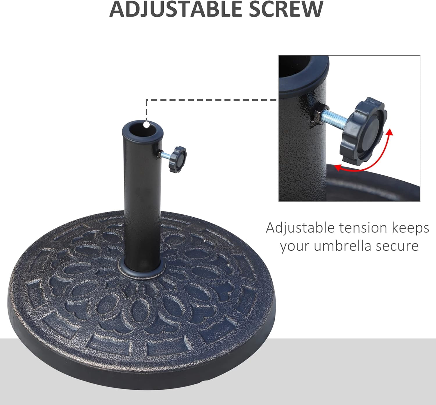 Neatifyes 26lbs Heavy Duty Umbrella Base, 17" Umbrella Stand Outdoor Base with Decorative Pattern, for Patio, Outdoor, Swimming Pool, Bronze