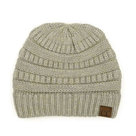 Trendy Warm Chunky Soft Stretch Cable Knit Beanie Skully, Snuggly Soft Warm Gray Mix