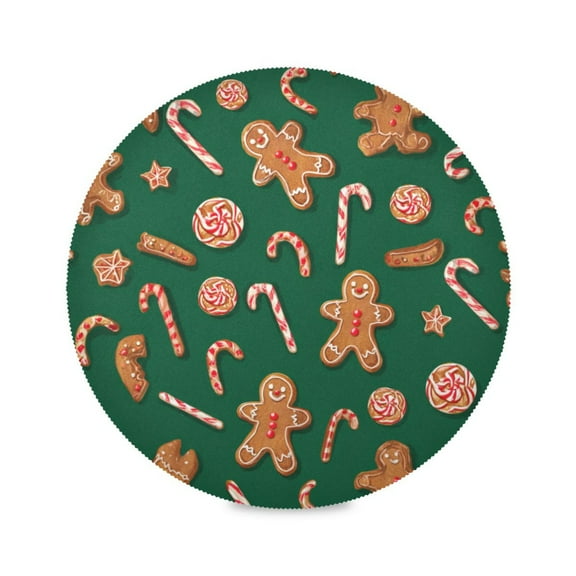 IAUYY Set of 1 Round Placemats for Dining Tables Heat-Resistant and Wear-Resistant DIY Printing Design Table Placemats,Applicable for Christmas Gingerbread Products