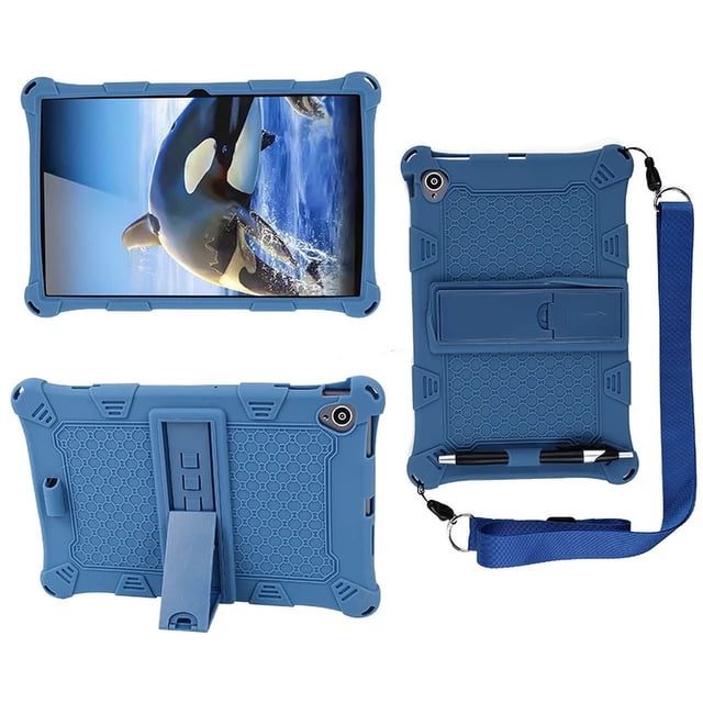 Soft Silicon Case Cover For Teclast M40 M40SE T50 T40 Pro 10.4 P30S Tablet Protective Case For Teclast T40 Plus 5G M40 Air Shell Dark Blue-Strap Teclast T50