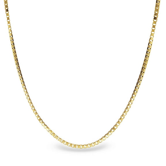 14kt 24" Yellow Gold 0.8mm Shiny Classic Box Chain with Lobster Clasp