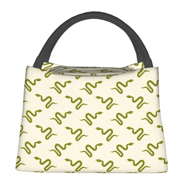 Fotbe Green Snake Bolsa Térmica Portátil con Estampado, Bolsa de Entrega de Alimentos Aislada, Bolsa Reutilizable de Gran Capacidad para Comidas y Supermercado