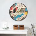 thumbnail image 2 of Yayeee Wall Clock Battery Operated 9.5" Silent Quartz Non-Ticking for Living Room Decor, Blue Retro Print, 2 of 8