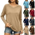 thumbnail image 6 of FchengtaiS Long Sleeve Raglan Shirts for Women Color Block Baseball Tops Casual V Neck Basic Tees Fall Fashion Clothes, 6 of 6