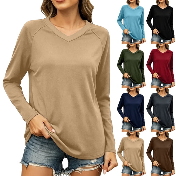 Zorckvet Womens Tops Long Sleeve Shirts Casual Tunic Top Basic T Shirts Tees