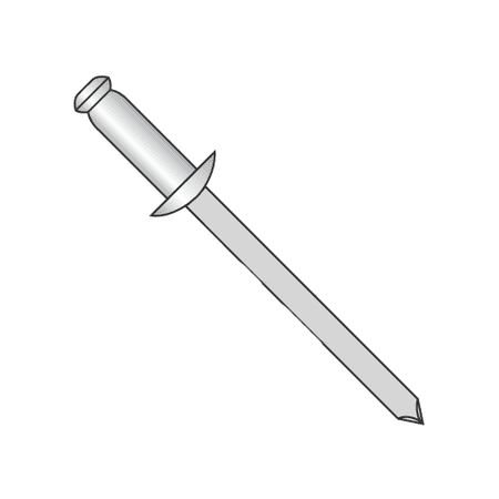 

5/32 x .62 -.75 (#512) Standard Blind Rivets / Aluminum Body / Steel Mandrel / Barrel Length: .925 (Quantity: 4 000 pcs)