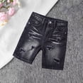 thumbnail image 2 of YunPes Girls Ripped Jean Shorts with Pockets Casual High Waisted Straight Leg Denim Jorts Kids Button Zipper Slim Fit Denim Shorts, 2 of 3