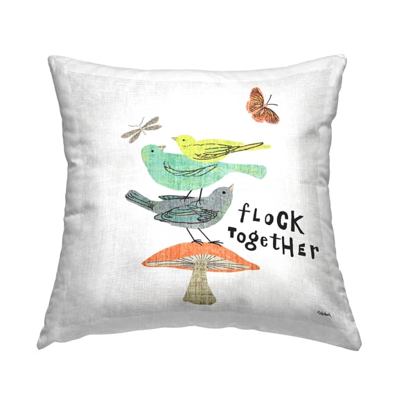 Stupell Industries Flock Together Nature Decorative Printed Throw Pillow, 18 x 18