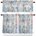 thumbnail image 6 of Ocean Starfish Blue 3-Piece Kitchen Curtain Set, Rod Pocket Kitchen Curtain Valance and Tiers Set, Washable Drape Window Treatment Set, Summer Ocean Animal Wood, 6 of 6
