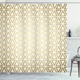 thumbnail image 1 of Geometric Shower Curtain, Modern and Futuristic Style of Repeating Triangular Ornaments, Fabric Bathroom Set with Hooks, 69W X 84L Inches Extra Long, White Camel and Pale Camel, by Ambesonne, 1 of 3