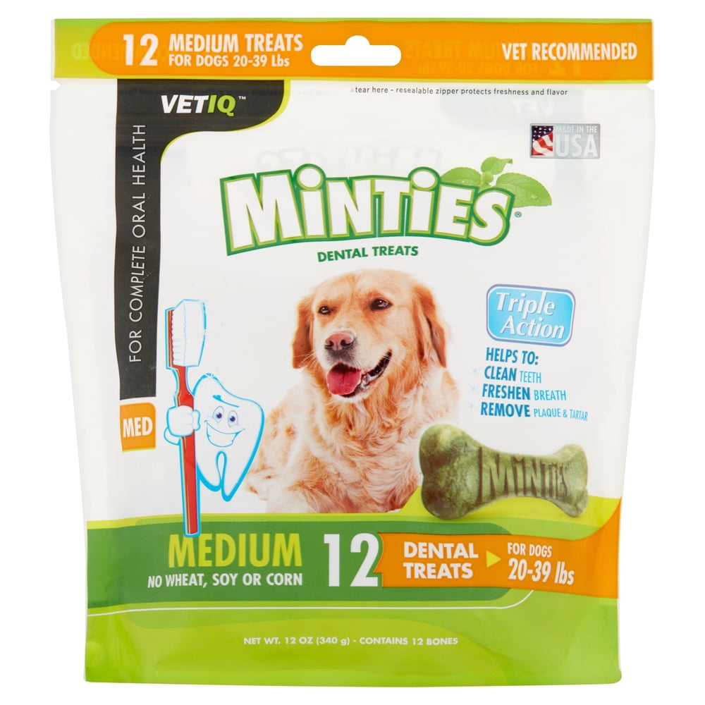 VetIQ Minties Medium Dental Dog Treats for 20 to 39 Pound Dogs