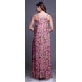 thumbnail image 2 of Bimba Chemise de Nuit Imprimée Fleurs et Feuilles Aquarelle Rose Clair pour Femmes Robe Maxi à Bretelles Spaghetti Grande Taille, 2 of 5