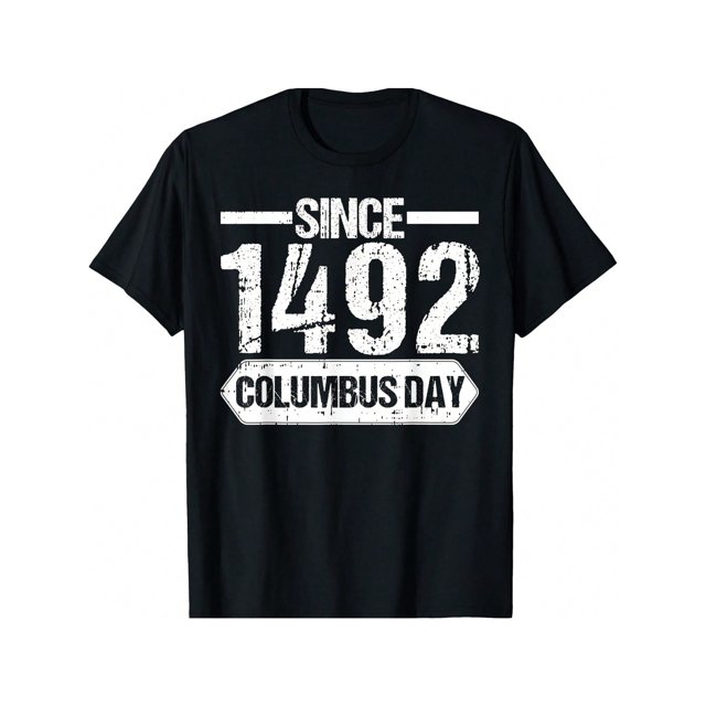 Since 1492 Columbus T-Shirt Short Sleeve Crew Neck Casual Top for Spring & Summer, Lightweight Summer & Spring Tee, Machine Washable, Nontransparent Fabric