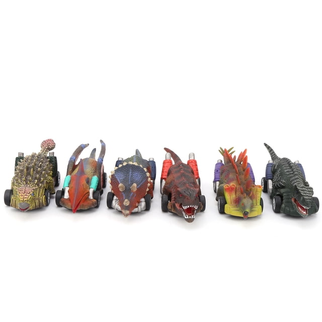 Modelo de dinosaurio, coche de juguete con retroceso, vehículo de cuatro ruedas, juguete para niños, regalo para bebé (6 uds)