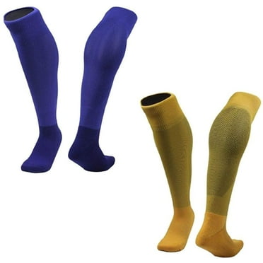 Lian LifeStyle 2 Pairs Exceptional Knee High Sports Socks for Soccer, Softball, Baseball and many other Sports XL0005 Size M Blue,Yellow
