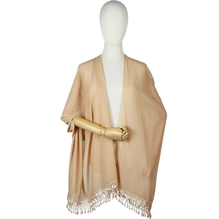 Chiffon Shawls and Wraps for Evening Dresses Women Sheer Soft Bridesmaid Wedding Formal Party Organza Shawl Champagne