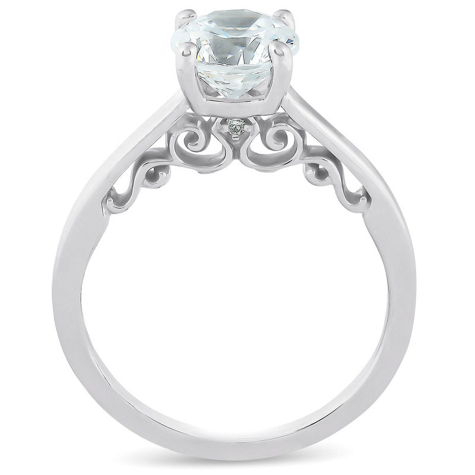 Lina Jewel 1 Ct Round Brilliant Lab Grown Diamond Ring - 14K White Gold Plated Wedding Jewelry for Women - Anniversary Band - Simple Engagement Ring - Wife Gift