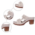 thumbnail image 5 of HNMKIU Sandals for Women Fashion Open Toe Platform Slides Breathable Hollow Out Design Casual Comfort Slippers with Heel Beach Shoes Beige,6.5, 5 of 9