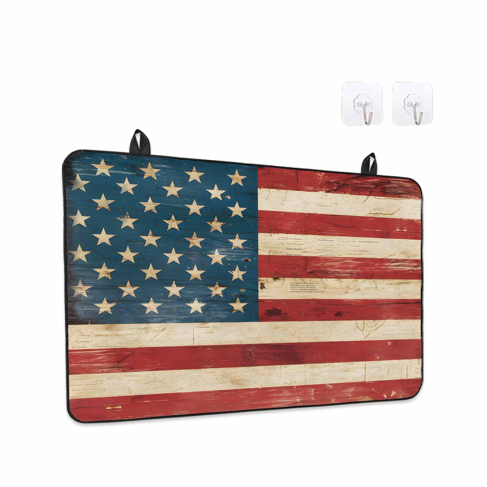 American Flag Stove Top Cover for Electric Stove, Heat-proof & Non Slip Glass Top Stove Cover Protector, Red Strip Vintage Shabby US Flag Kitchen Flat Cooktop Rubber Mat 24x21 Inches