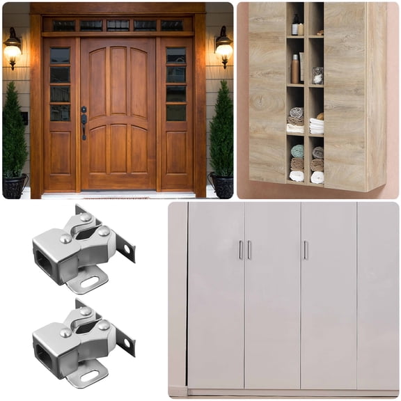 OUNONA 12-Pack Heavy Duty Cabinet Door Latches with Double Roller Catch Hardware for Kitchen and Storage Cabinets