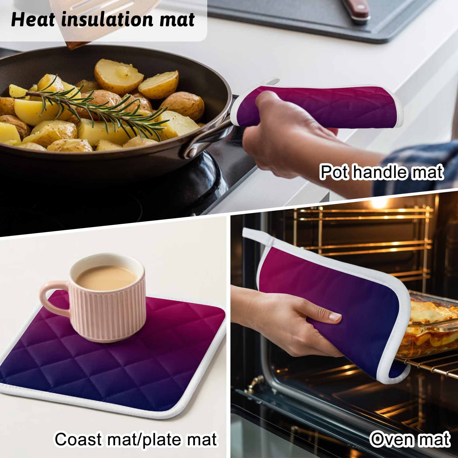 Red Black Ombre Pot Holders for Kitchen Heatproof Potholder, 5 Pack Modern Abstract Art Aesthetics Hot Pads Multipurpose Oven Pads Cloth Potholders Trivet for Cooking Baking