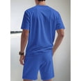 thumbnail image 6 of Men'S 2 Piece Outfits Short Sleeve Casual Shirt and Shorts Sets Royal XL, 6 of 7