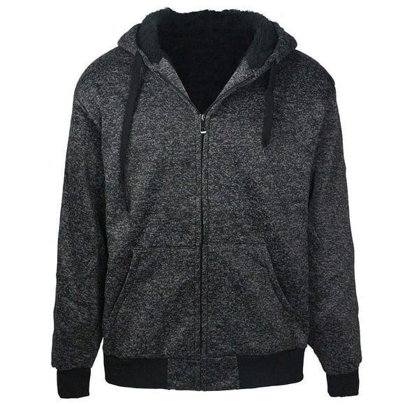 Gary Com Marled Sherpa Lined Fleece Men Hoodies, Heavyweight Thick Full Zip Sweatshirts Winter Warm Jackets