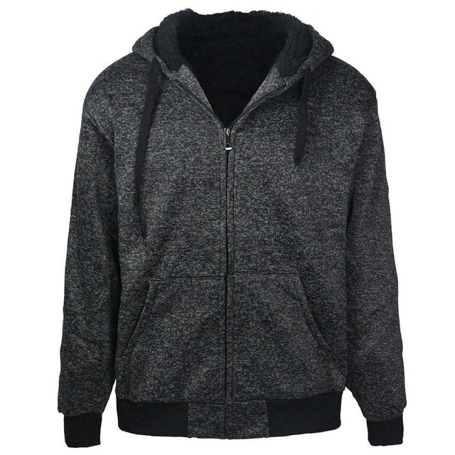 gary com Marled Sudaderas con capucha de forro polar con forro Sherpa de peso pesado para hombres, cremallera completa, tallas grandes, sudaderas grandes y altas, chaquetas 5XL carbón
