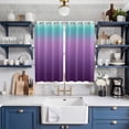 thumbnail image 2 of Teal Purple Ombre Kitchen Curtains 84 Inch Length, Modern Geometric Striped Abstract Art Grommet Top Bedroom Living Room Curtains, Light Filtering Cafe Curtain Drapes 2 Panels Set 104''x84'', 2 of 9