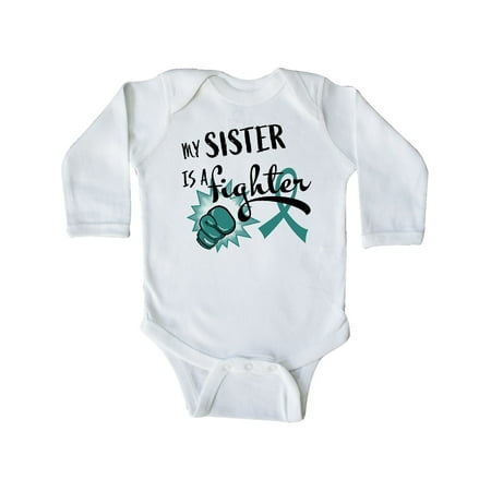 

Inktastic Ovarian Cancer Awareness My Sister is a Fighter Gift Baby Boy or Baby Girl Long Sleeve Bodysuit