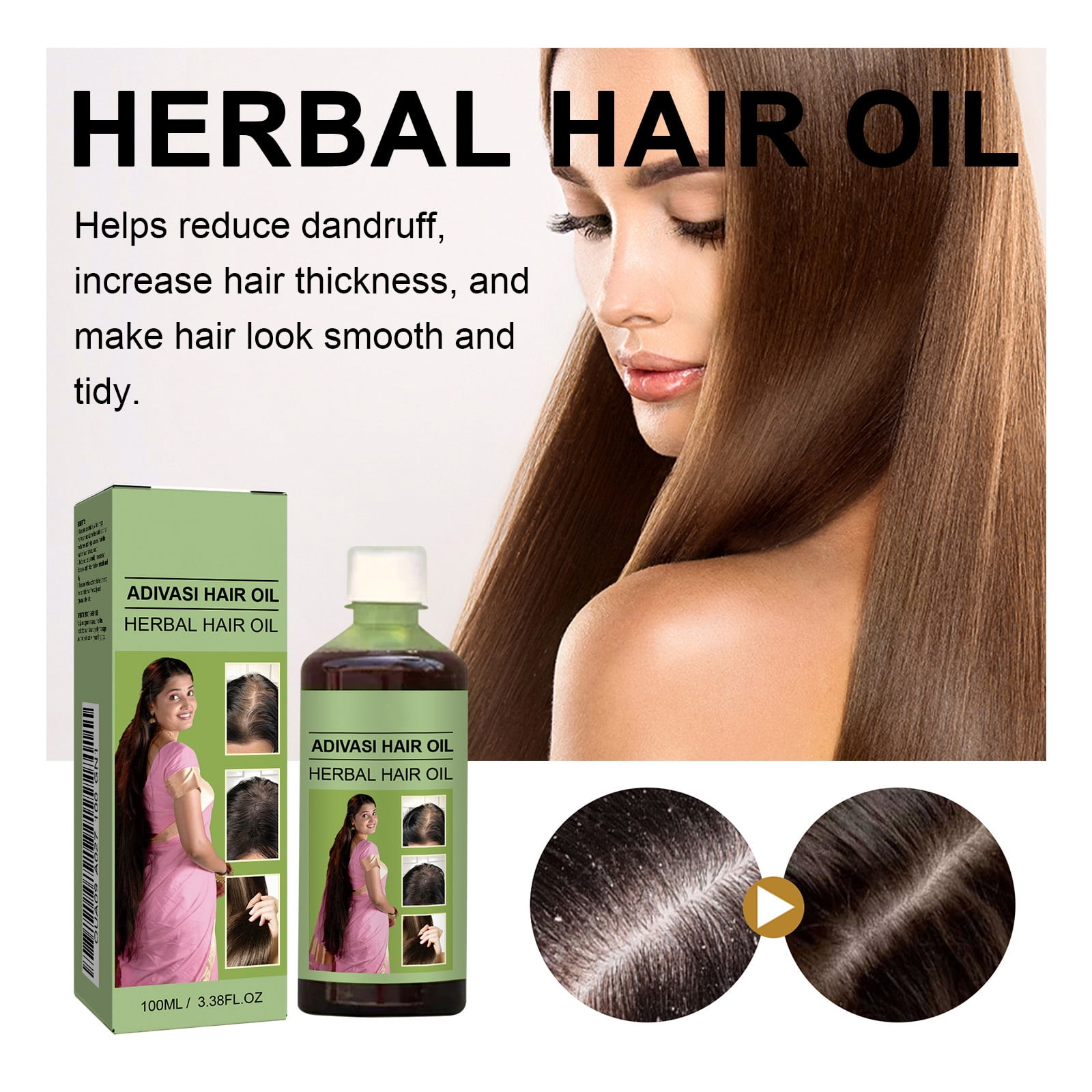 Alvantor Herbal Hair Oil Nourishes Scalp Strengthens Hair Reduces Dandruff, 3.38fl.oz