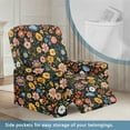 thumbnail image 3 of FKELYI Retro Hippie Flower Print Reclining Chair Slipcover 4 Pcs Stretch Recliner Cover Fitted Sofa Couch Cover with Pocket Anti-Dust Furniture Protector for Armchair, 3 of 7