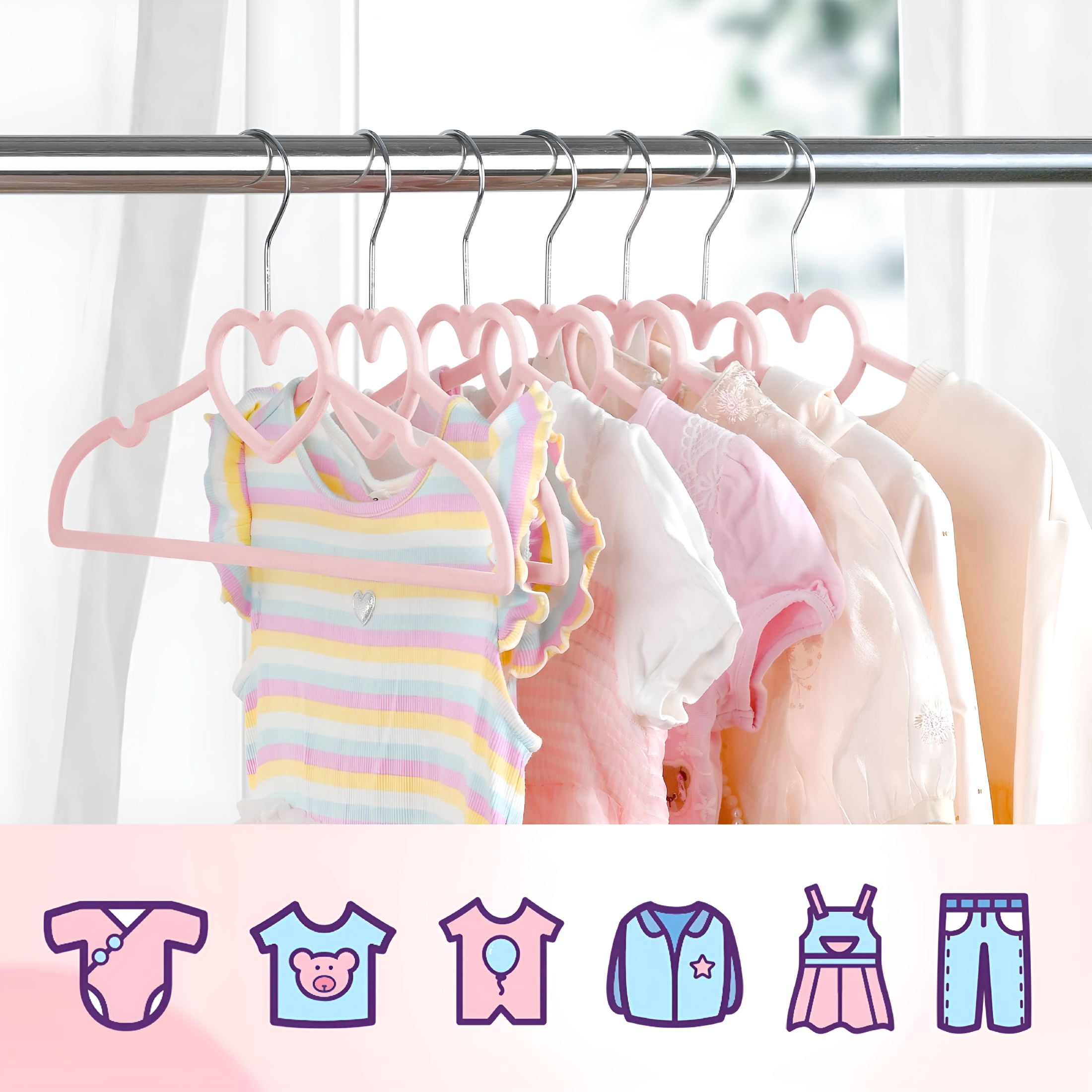 XIBUFE 2026 New 50Pcs Kids Hangers,Premium Velvet Strong&Durable Baby Hangers,Non-Slip Toddler Hanger,Baby Clothes Hangers with 360°Swivel Hook,12.8”Children Hangers,Ultra Slim&Stackable Space Saving