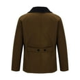 thumbnail image 4 of IYTR Men's Solid Color Peacoat Double Breasted Wool Coat Long Sleeve Warm Winter Fleece Lined Overcoat with Pockets Brown XXL, 4 of 7