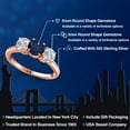 thumbnail image 2 of Gem Stone King 18K Rose Gold Plated Silver Blue Sapphire and Lab Grown Diamond Engagement Ring for Women | 2.10 Cttw | Round 6MM | Gemstone September Birthstone | Size 5, 2 of 6