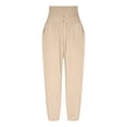 thumbnail image 5 of Xihbxyly Linen Pants for Women Womens Pants Cotton Linen Long Lounge Pants Drawstring Back Elastic Waist Pants Casual Trousers with Pockets, Beige, L Clearance Items #5, 5 of 6